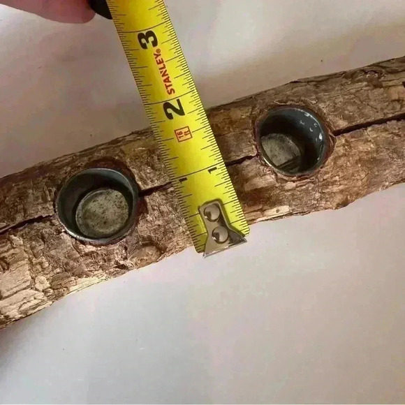 Turkey Tapered Candle Holder Centerpiece Carved Wood Branch Log Thanksgiving - Picture 16 of 16